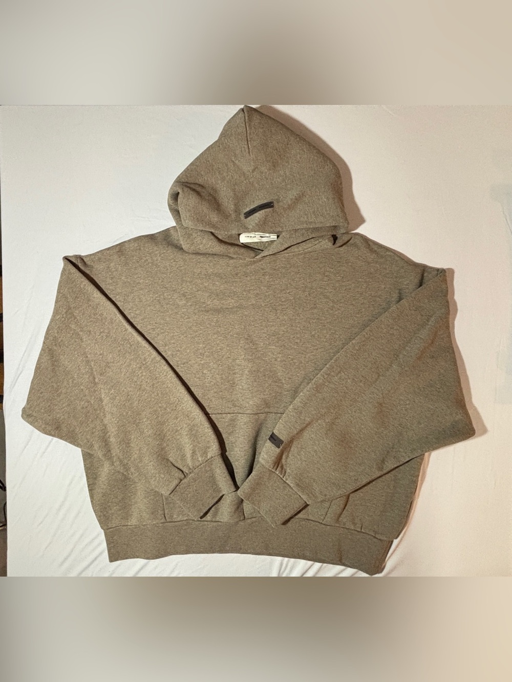 Fear of God Essentials Oversized Pullover Hoodie Taupe Size Large - Picture 2 of 7